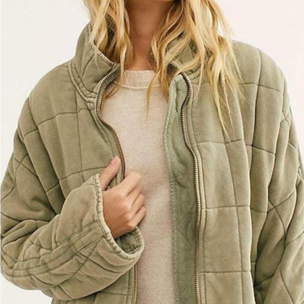 Free People Dolman Quilted Green Women's Jacket - Size XS
